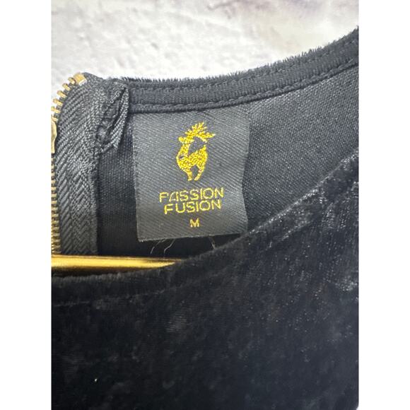 Passion Fusion Black Crushed Velvet Sheer Lace Sleeveless Witchy Maxi Dress MED - Picture 4 of 5